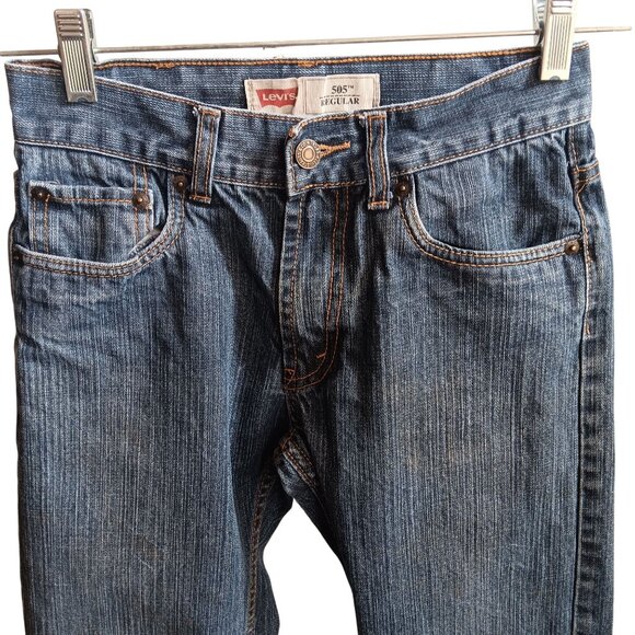 Boys 12 Levis 505 Regular Fit Denim Jeans 26x26 Medium Wash Denim Straight Leg - Picture 4 of 7